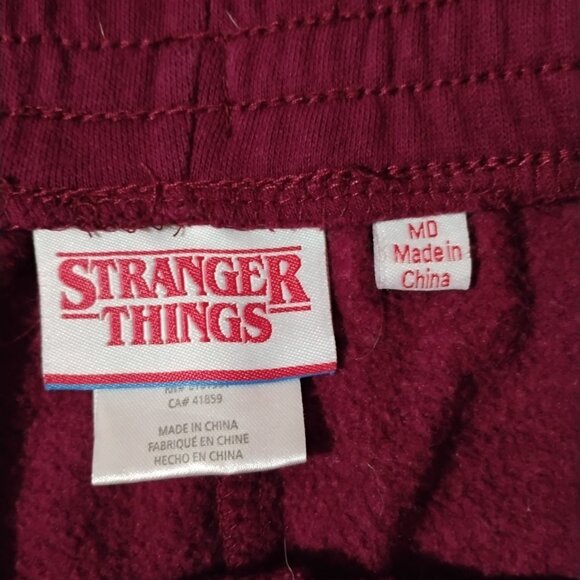 Stranger Things Burgundy Jogger Sweatpants | Netflix Logo | Unisex M - Picture 2 of 5
